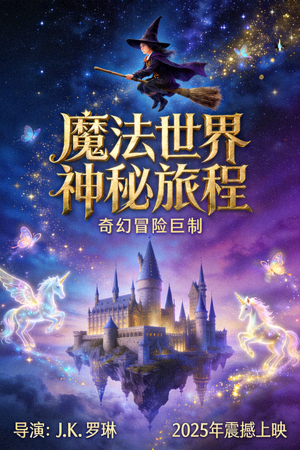 奇幻冒险电影海报 - 魔法世界神秘旅程