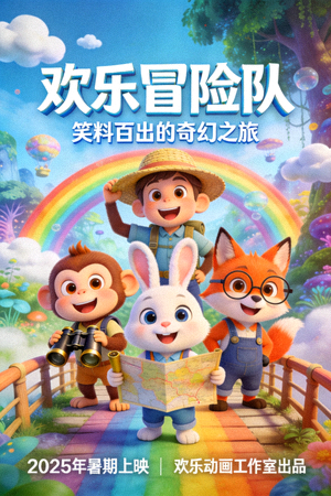 喜剧动画电影海报 - 欢乐卡通角色冒险